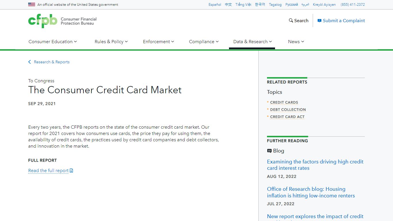 The Consumer Credit Card Market